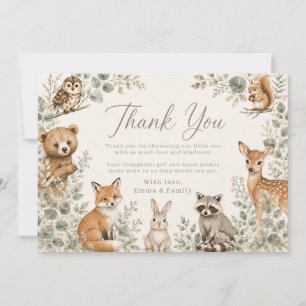 Boho Woodland Animals Baby Shower Thank You Card