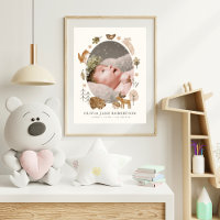 Boho Woodland Animals Baby Stats Photo Nursery Art