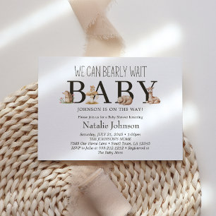 Boho Woodland Animals Bearly Wait Baby Shower Invitation