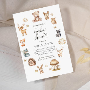Boho Woodland Animals Cute Baby Shower Invitation