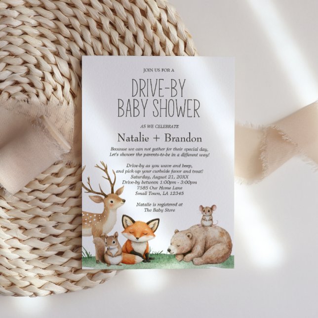 Boho Woodland Animals Drive-By Baby Shower Invitation (Creator Uploaded)
