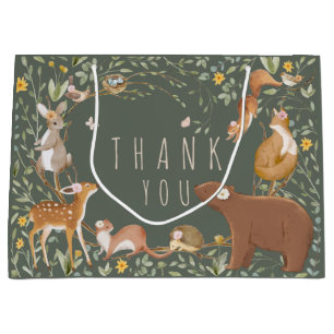 Boho Woodland Animals Forest Friends Baby Shower Large Gift Bag