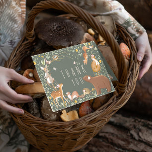 Boho Woodland Animals Forest Friends Baby Shower Thank You Card