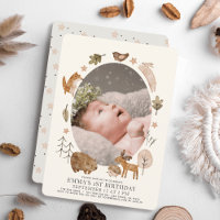 Boho Woodland Animals Gender-Neutral 1st Birthday