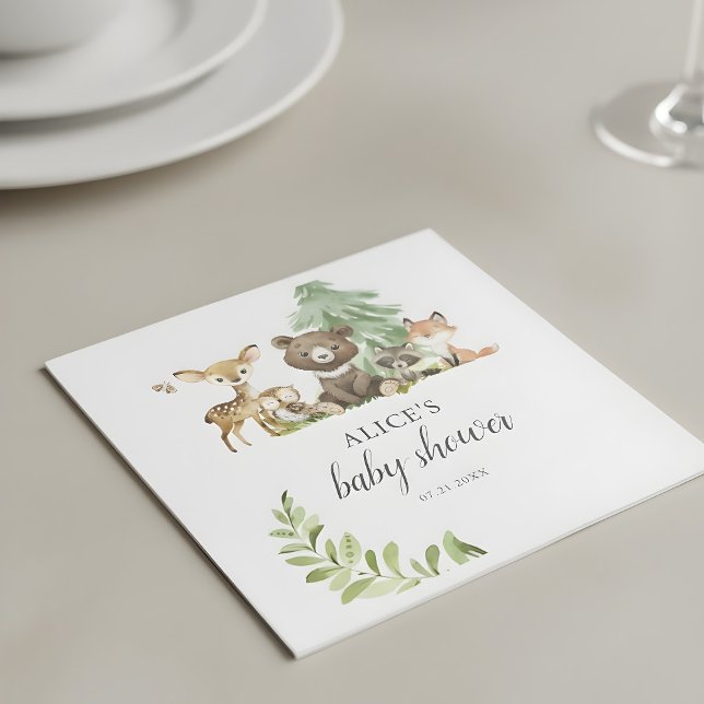 Boho Woodland Animals Rustic Baby Shower Napkins (Creator Uploaded)