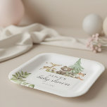 Boho Woodland Animals Rustic Baby Shower Paper Plate<br><div class="desc">Cute little woodland animals featuring bear,  deer,  fox,  racoon,  owl and butterfly.</div>