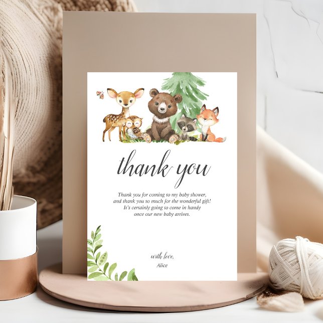 Boho Woodland Animals Rustic Baby Shower Thank You Card (Creator Uploaded)