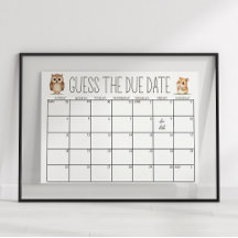 Boho Woodland Animals Shower Guess Due Date Sign