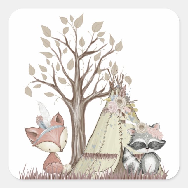 Boho Woodland Animals Stickers (Front)