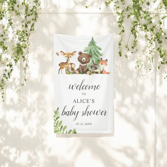 Boho Woodland Animals Welcome Baby Shower Banner (Creator Uploaded)