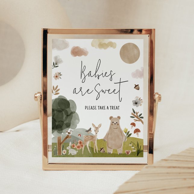 Boho Woodland Baby Shower Babies are Sweet Poster (Boho Woodland Animals Baby Shower Babies are Sweet Sign )