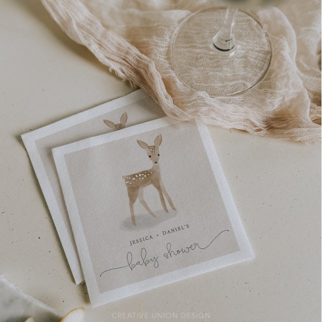 Boho Woodland Baby Shower Cocktail Napkin (Creator Uploaded)