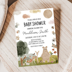 Boho Woodland Baby Shower Invitation