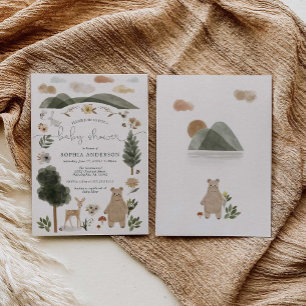 Boho Woodland Baby Shower Invitation Card