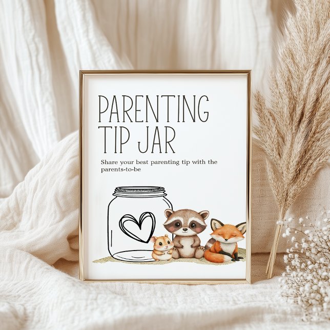 Boho Woodland Baby Shower Parenting Tip Jar Sign (Creator Uploaded)