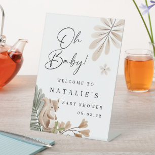 Boho Woodland Baby Shower Pedestal Sign