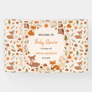 Boho Woodland Baby Shower   Rustic Forest Animals  Banner