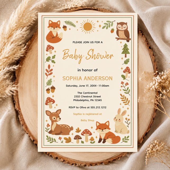 Boho Woodland Baby Shower | Rustic Forest Animals Invitation (Boho Woodland Baby Shower | Rustic Forest Animals Invitation)
