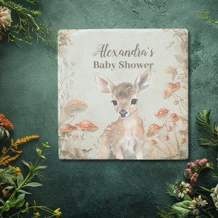 Boho Woodland Baby Shower Stone Coaster