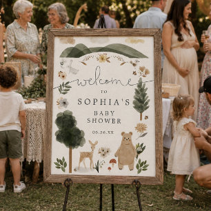 Boho Woodland Baby Shower Welcome Sign
