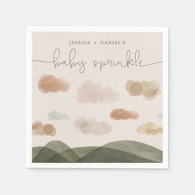 Boho Woodland Baby Sprinkle Cocktail Napkin Modern (Front)