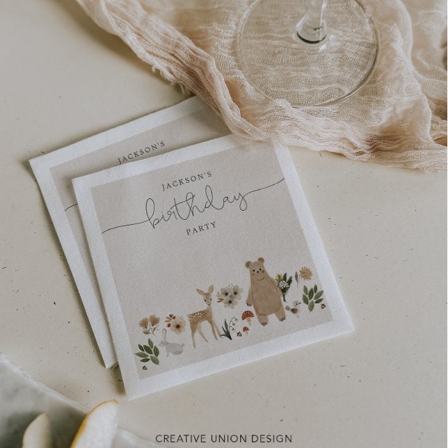 Boho Woodland Birthday Party Napkin (Creator Uploaded)