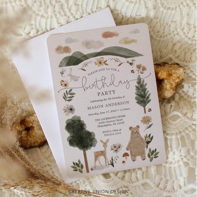 Boho Woodland Boy Birthday Party Invitation (Creator Uploaded)