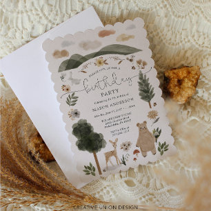 Boho Woodland Boy Birthday Party Invitation