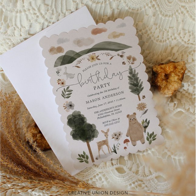 Boho Woodland Boy Birthday Party Invitation (Creator Uploaded)