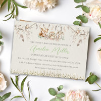 Boho Woodland Critters Baby Shower Invitation