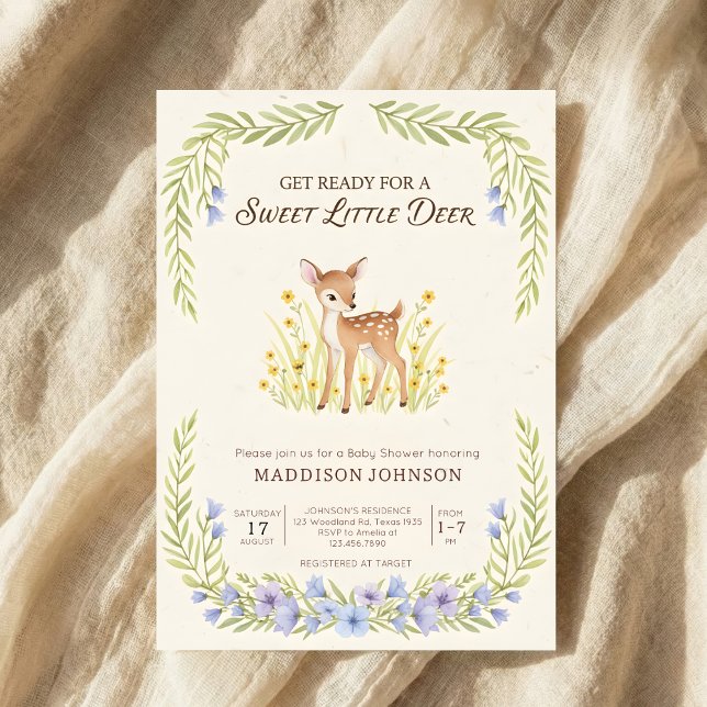boho woodland deer greenery baby shower invitation (Creator Uploaded)