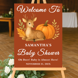 Boho Woodland Deer & Pumpkin Fall Baby Shower Acrylic Sign