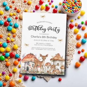 Boho Woodland Forest Animals 8th Birthday Party Invitation