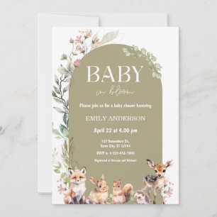 Boho Woodland Forest Animals Baby Shower Invitation