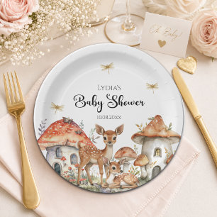 Boho Woodland Forest Animals Baby Shower Paper Plate