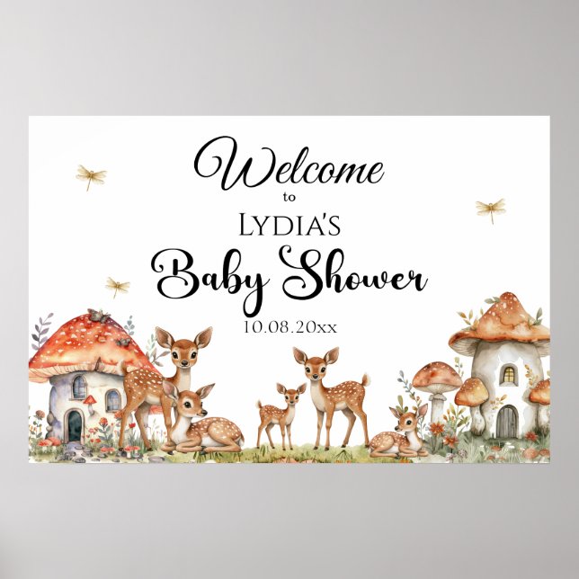 Boho Woodland Forest Animals Baby Shower Welcome Poster (Front)