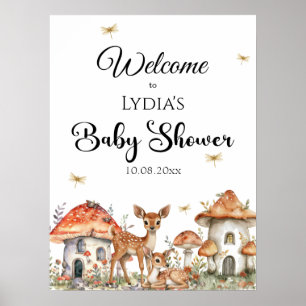 Boho Woodland Forest Animals Baby Shower Welcome Poster