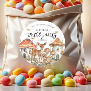 Boho Woodland Forest Animals Birthday Party Classic Round Sticker
