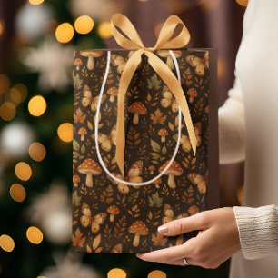 Boho Woodland Forest Mushrooms    Fall Colours Medium Gift Bag