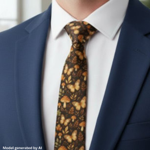 Boho Woodland Forest Mushrooms    Fall Colours Tie