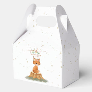 Boho Woodland Fox Baby Shower Floral Script Favour Box