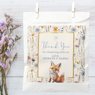 Boho Woodland Fox Dusty Blue Baby Shower Favour Bags