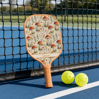 Boho Woodland Mushroom Pattern Pickleball Paddle