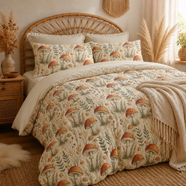 Boho Woodland Mushroom Pattern Pillowcase (Creator Uploaded)