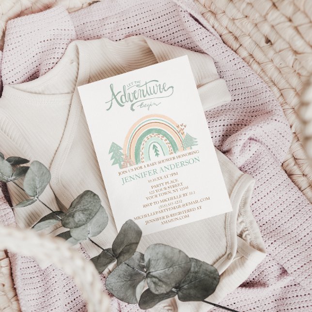 Boho Woodland Rainbow Gender Neutral Baby Shower Invitation (Creator Uploaded)