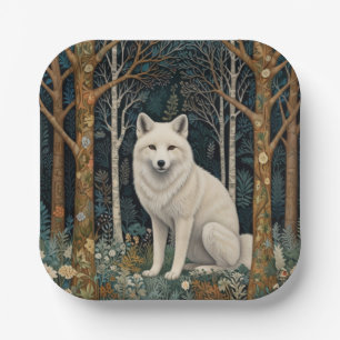 Boho woodland white fox paper plate