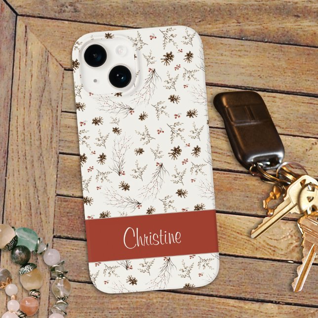 Boho Woodland Winterberry Pattern Case-Mate iPhone Case (Creator Uploaded)