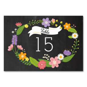 Boho Woodland Wreath on Chalkboard Wedding Table Number