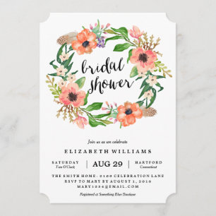 Boho Wreath Bridal Shower Invitation