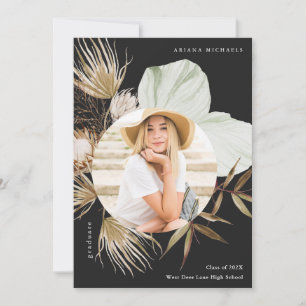 Boho Wreath One Photo Graduation Party Invitation